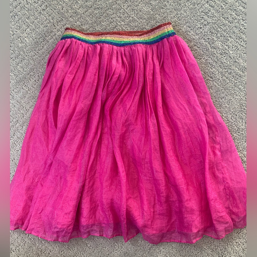 Gucci Girls Pink Shimmery Skirt with Multicolor Trim Size 8